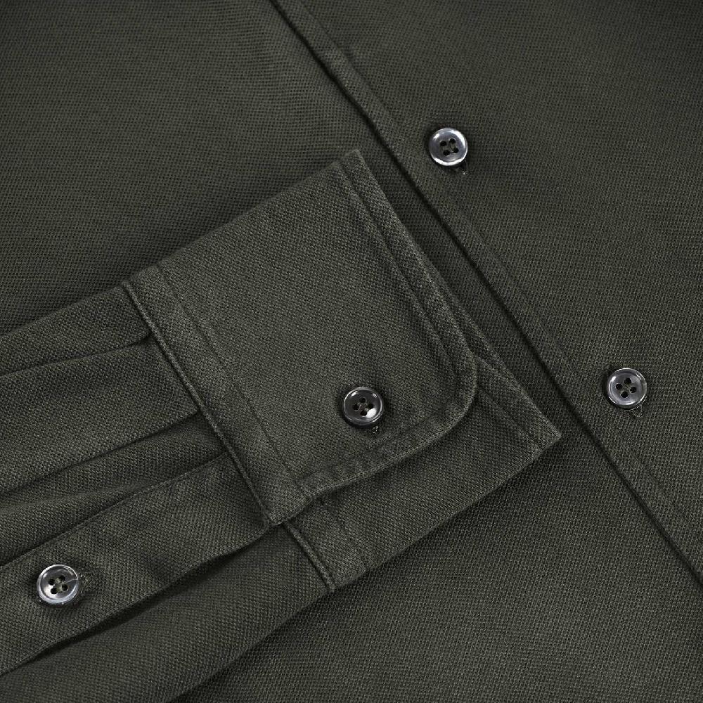Rubinacci Camicia in piquet leggero verde Vendite stagionali