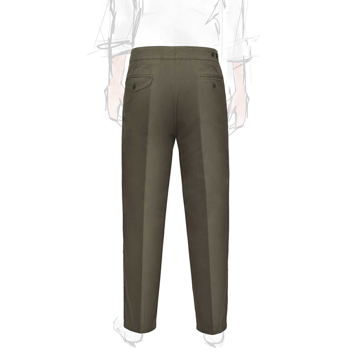 Rubinacci Pantalone genny in cotone verde militare Sconti VIP