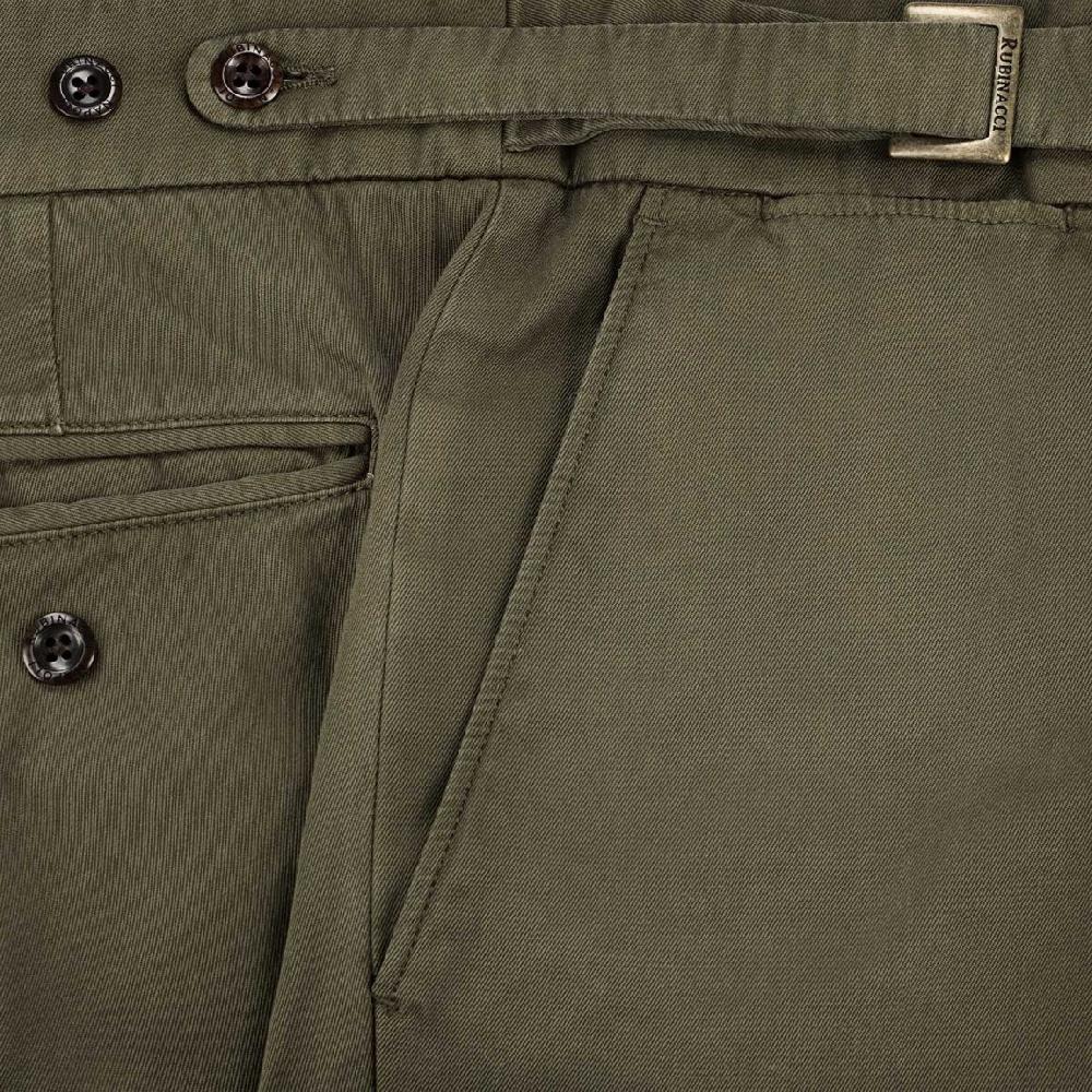 Rubinacci Pantalone genny in cotone verde militare Sconti VIP