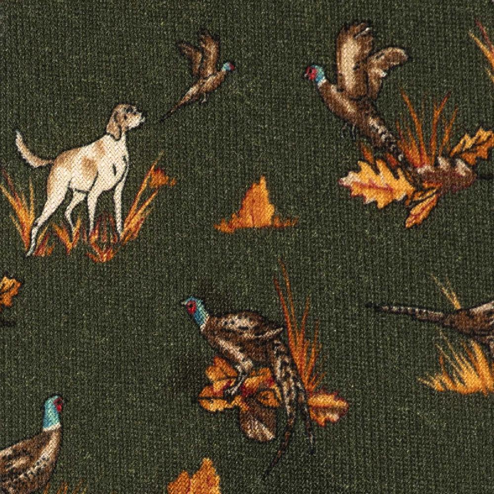 Rubinacci Cravatta in twill di lana verde con stampa cane Ultimi tre giorni