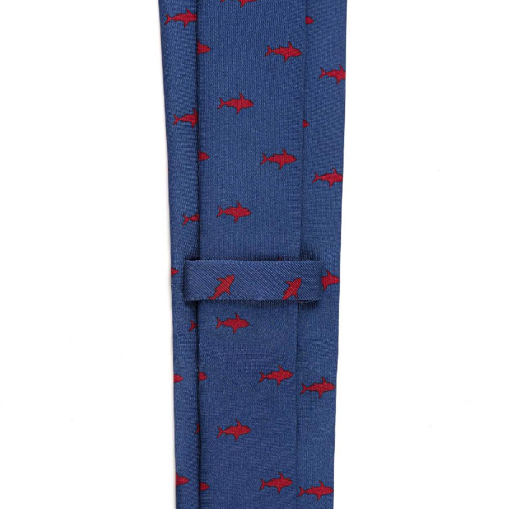 Rubinacci Cravatta in twill di seta con stampa squalo rosso ACQUISTA ORA