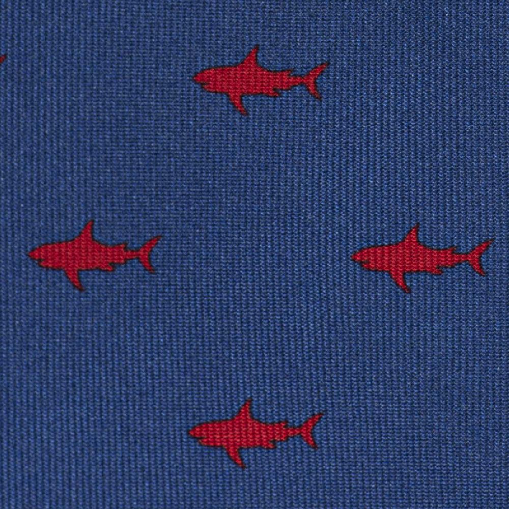 Rubinacci Cravatta in twill di seta con stampa squalo rosso ACQUISTA ORA