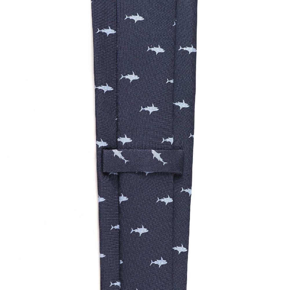 Rubinacci Cravatta in twill di seta con stampa squalo azzurro Latest stili