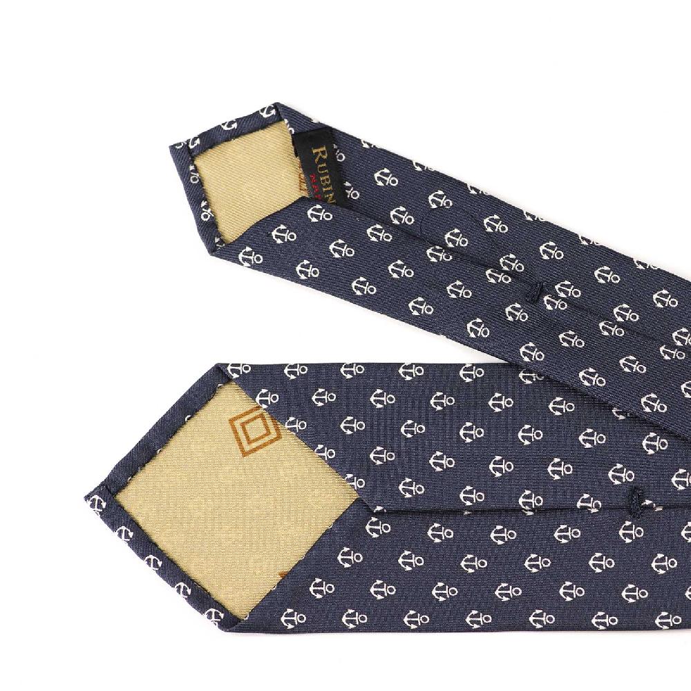 Rubinacci Cravatta in twill di seta con stampa ancora bianca Promozione temporanea