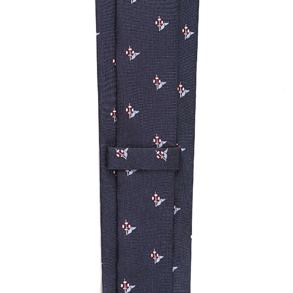 Rubinacci Cravatta in twill di seta blu con stampa delfino Offerta speciale della fabbrica