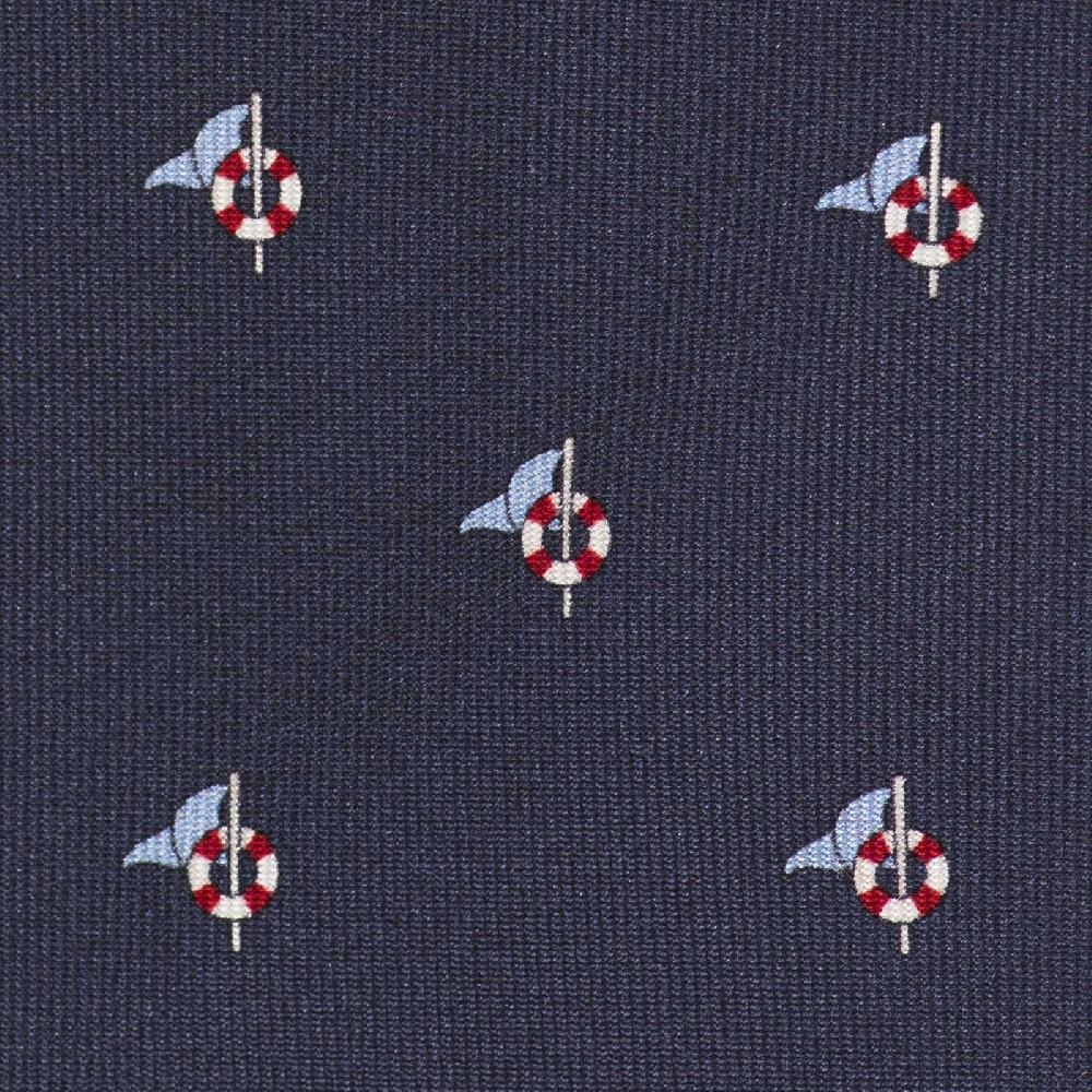 Rubinacci Cravatta in twill di seta blu con stampa delfino Offerta speciale della fabbrica