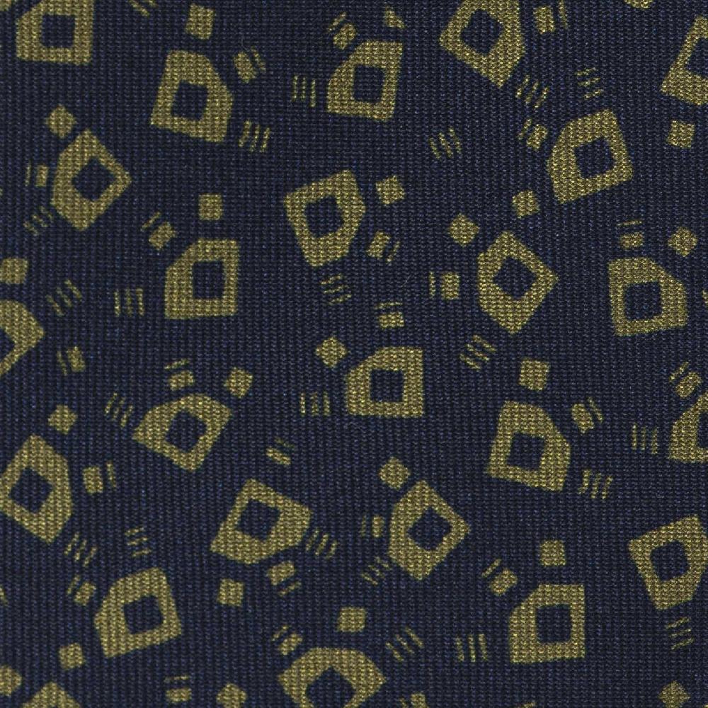 Rubinacci Cravatta in twill di seta navy blu con stampa geometrica Sostegno trimestrale