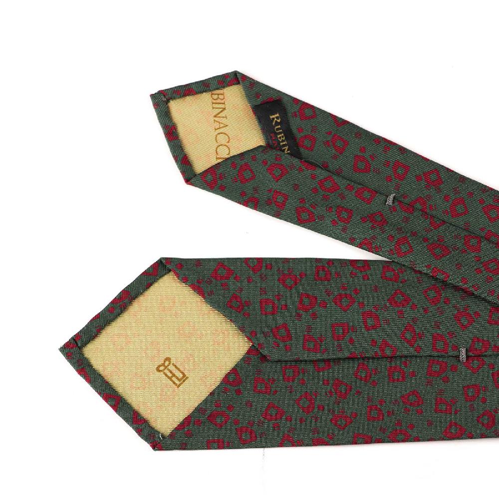 Rubinacci Cravatta in twill di seta verde con stampa geometrica Fino al 55% di sconto