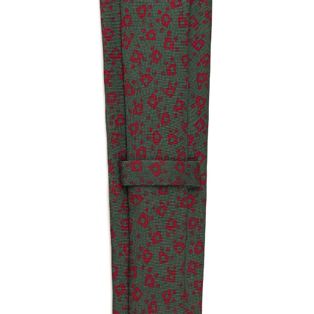 Rubinacci Cravatta in twill di seta verde con stampa geometrica Fino al 55% di sconto