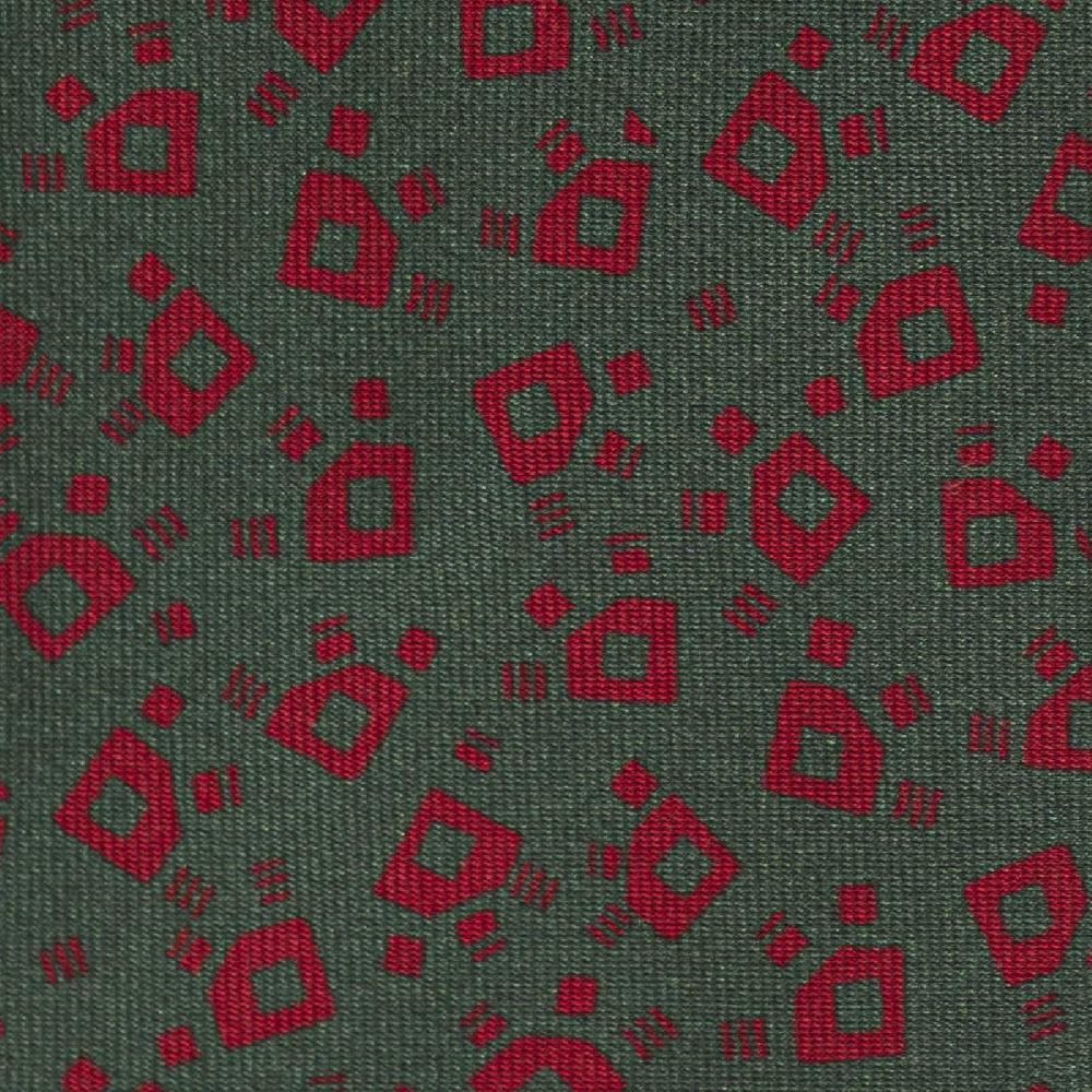 Rubinacci Cravatta in twill di seta verde con stampa geometrica Fino al 55% di sconto
