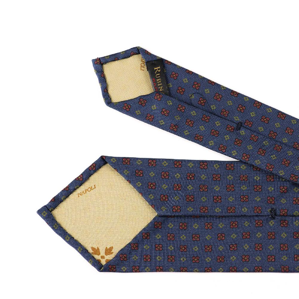 Rubinacci Cravatta in twill di seta blu con stampa floreale Super sconto