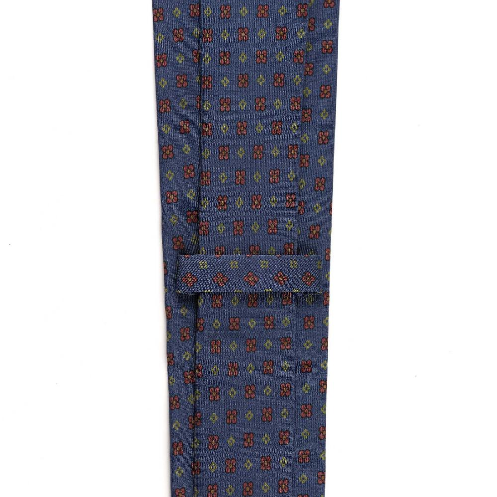 Rubinacci Cravatta in twill di seta blu con stampa floreale Super sconto