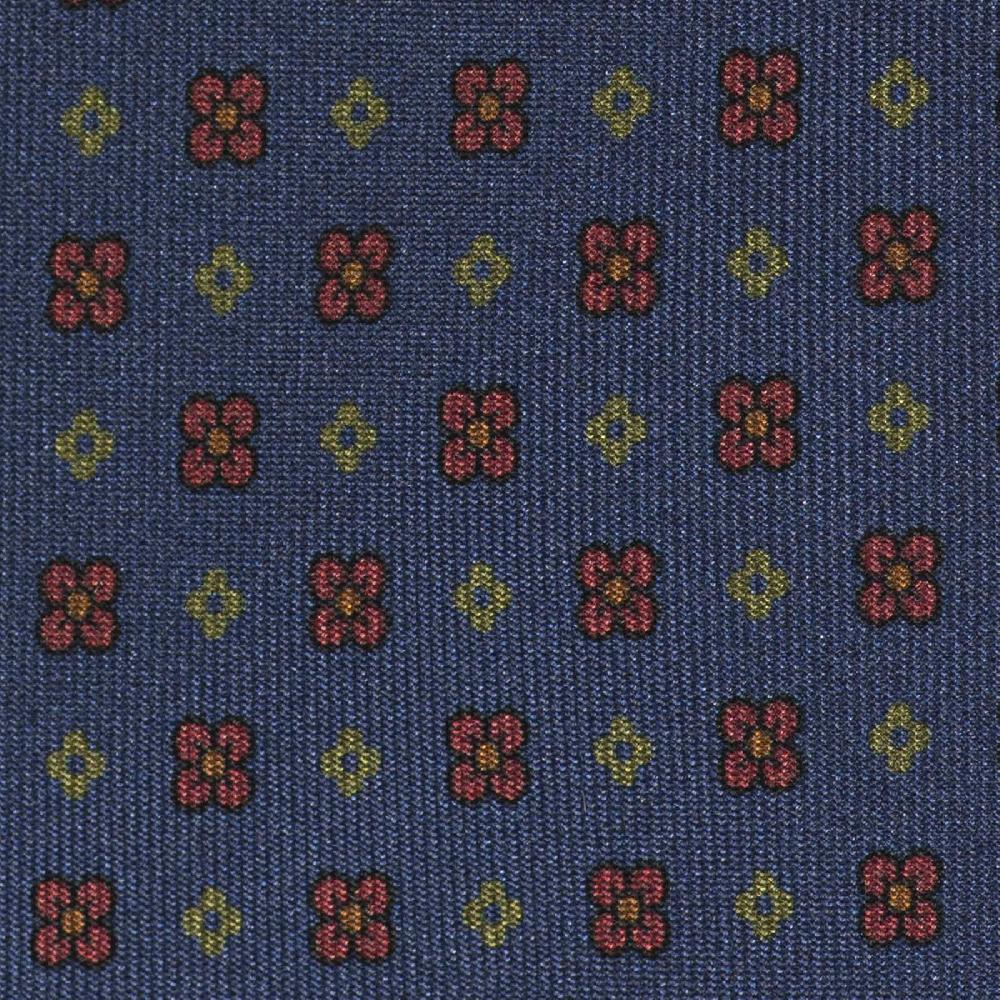 Rubinacci Cravatta in twill di seta blu con stampa floreale Super sconto