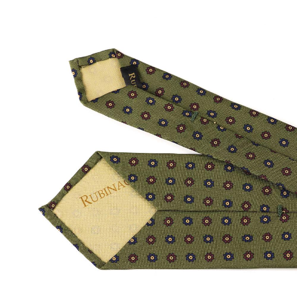 Rubinacci Cravatta in twill di seta verde con stampa floreale 50% di sconto con spedizione gratuita