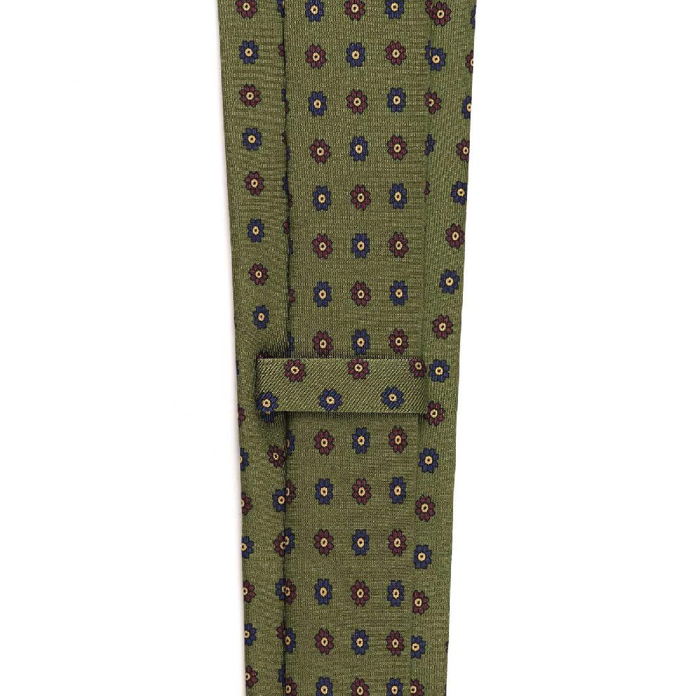 Rubinacci Cravatta in twill di seta verde con stampa floreale 50% di sconto con spedizione gratuita