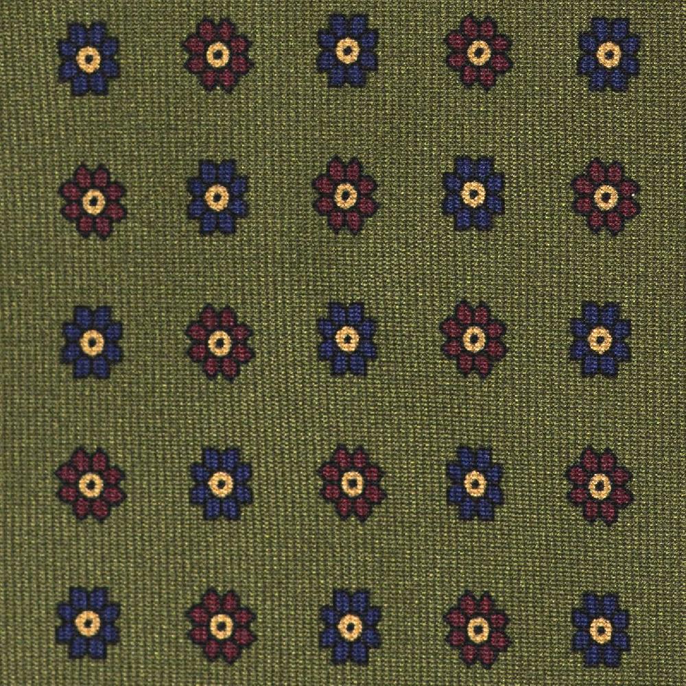 Rubinacci Cravatta in twill di seta verde con stampa floreale 50% di sconto con spedizione gratuita