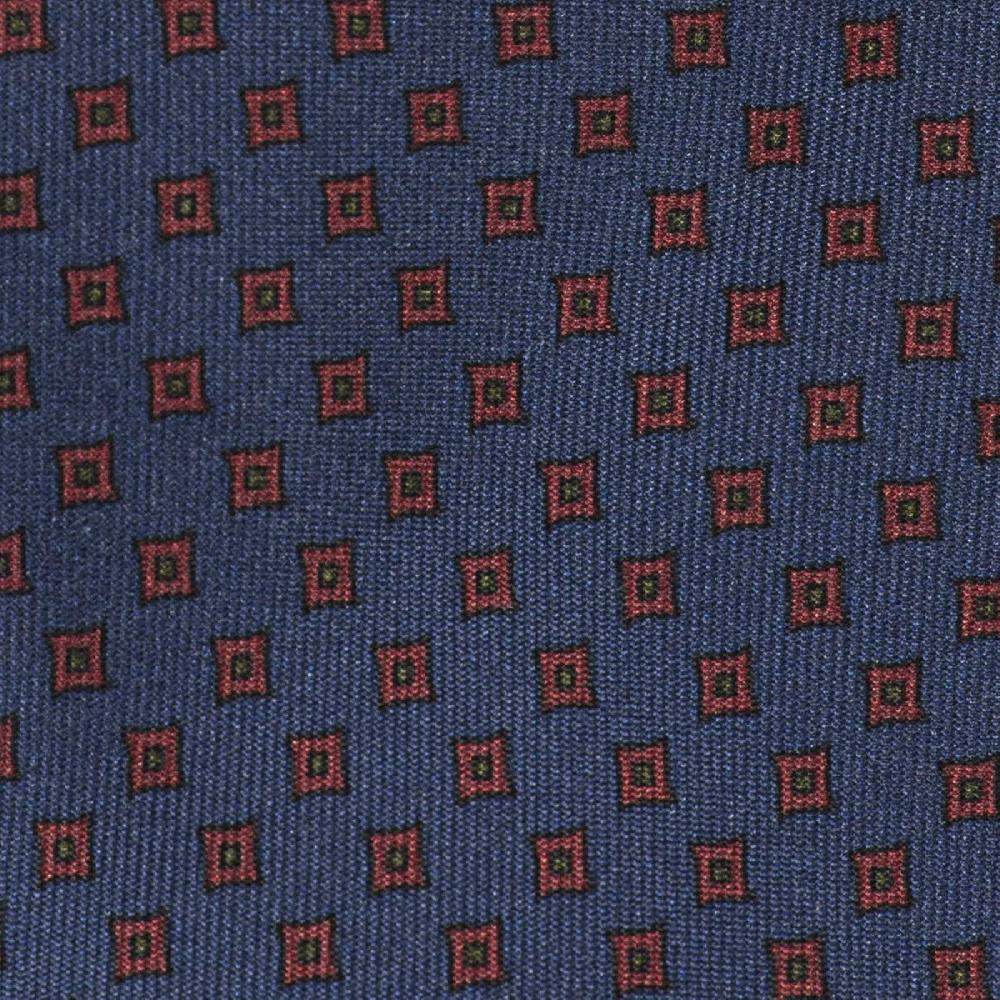Rubinacci Cravatta in twill di seta blu con stampa geometrica Trasporto libero internazionale