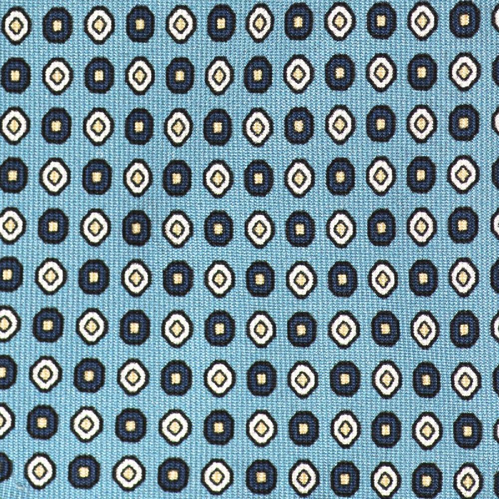 Rubinacci Cravatta in twill di seta turchese con stampa geometrica Officina