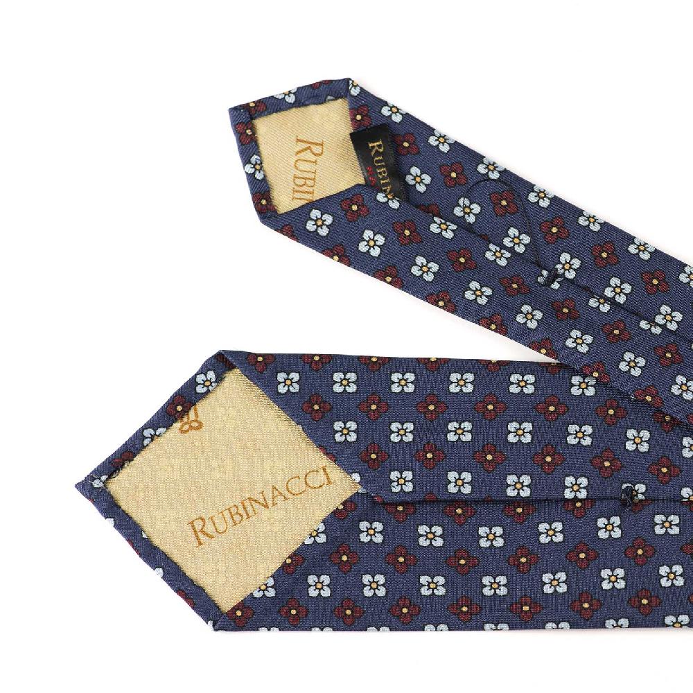 Rubinacci Cravatta in twill di seta blu con stampa floreale Limitato a 3 giorni