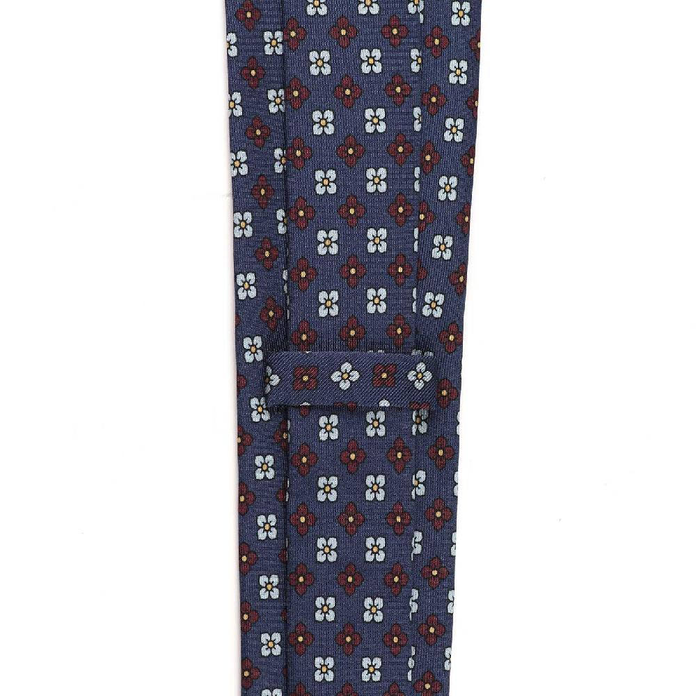 Rubinacci Cravatta in twill di seta blu con stampa floreale Limitato a 3 giorni
