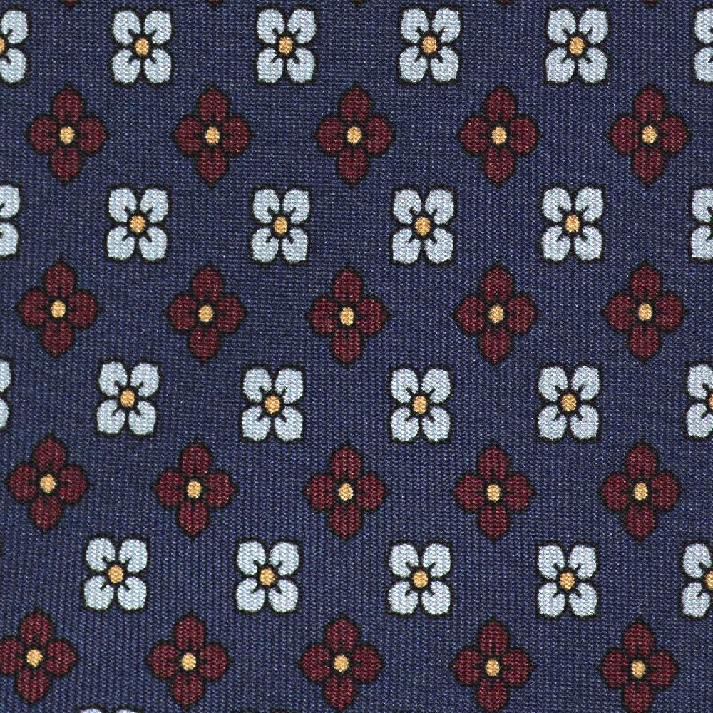 Rubinacci Cravatta in twill di seta blu con stampa floreale Limitato a 3 giorni