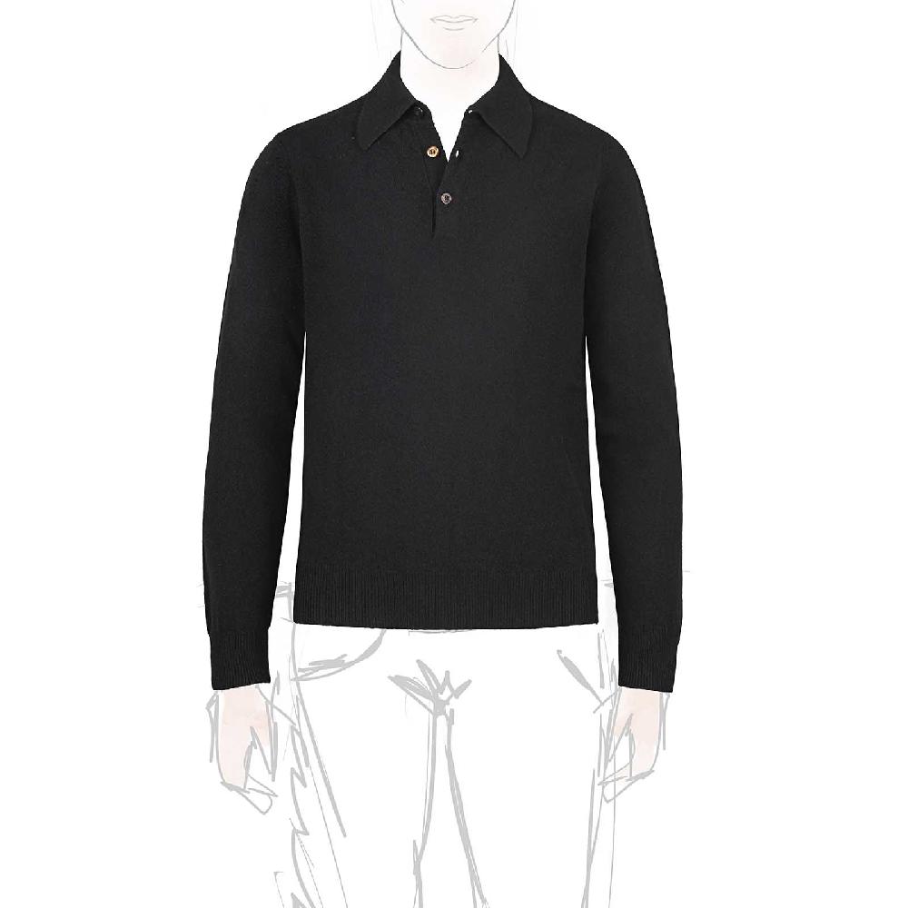 Rubinacci Polo in cashmere nero In Saldo