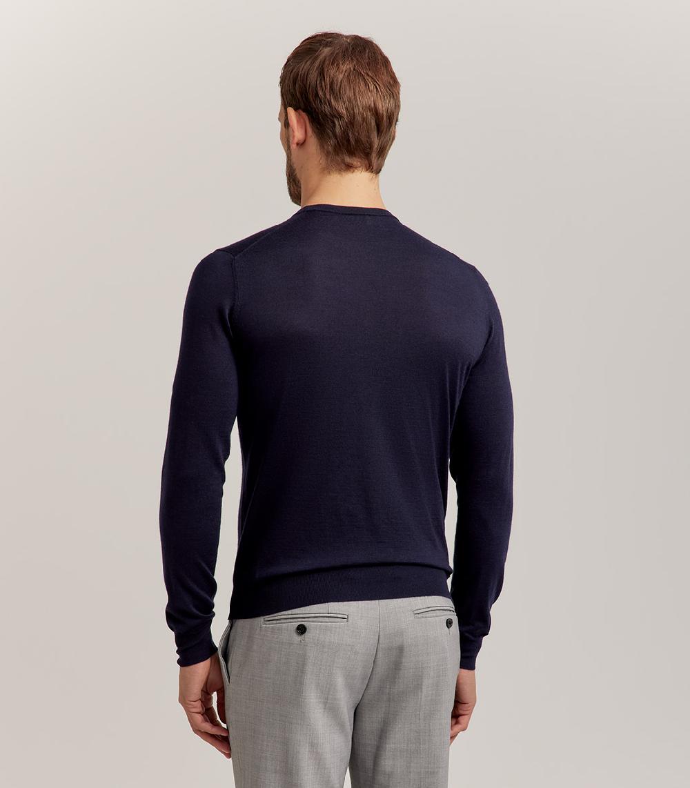 S.Moritz GIROCOLLO LANA SETA CASHMERE - BLU NAVY Nuovo