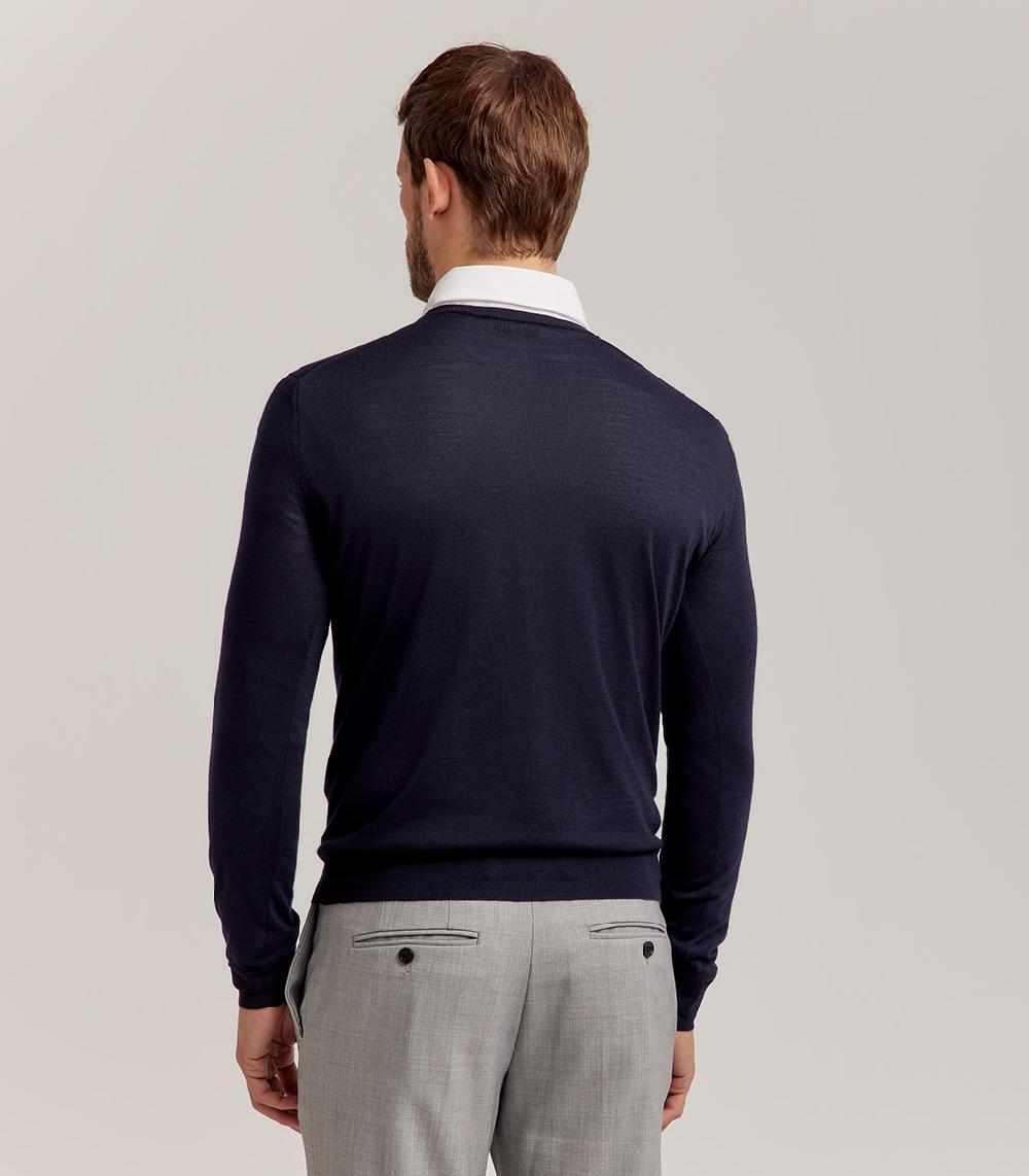 S.Moritz COLLO V LANA SETA CASHMERE - BLU NAVY Soddisfazione Garantita