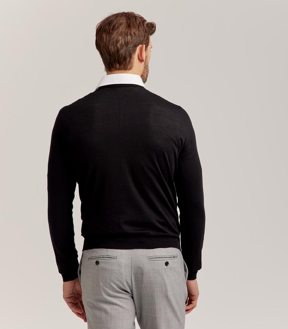 S.Moritz COLLO V LANA SETA CASHMERE - NERO Qualità Garantita