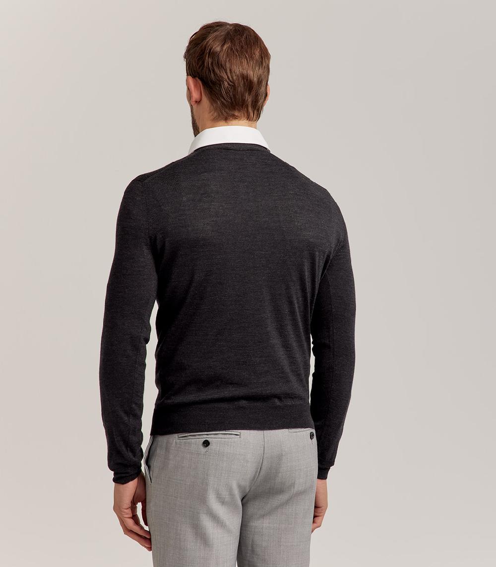 S.Moritz CARDIGAN BOTTONI ROYAL MERINO - GRIGIO ANTRACITE In Vendita