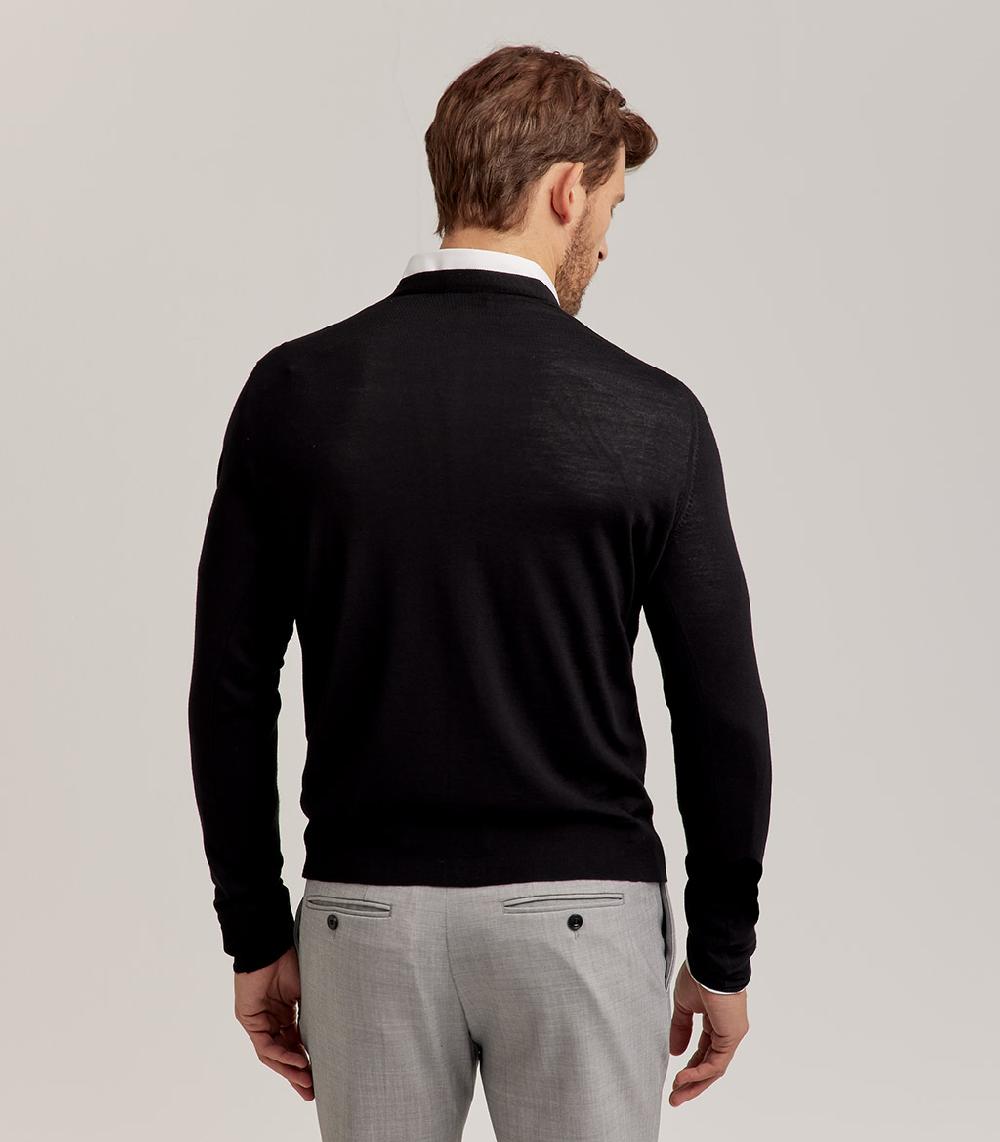 S.Moritz CARDIGAN BOTTONI ROYAL MERINO - NERO Saldi