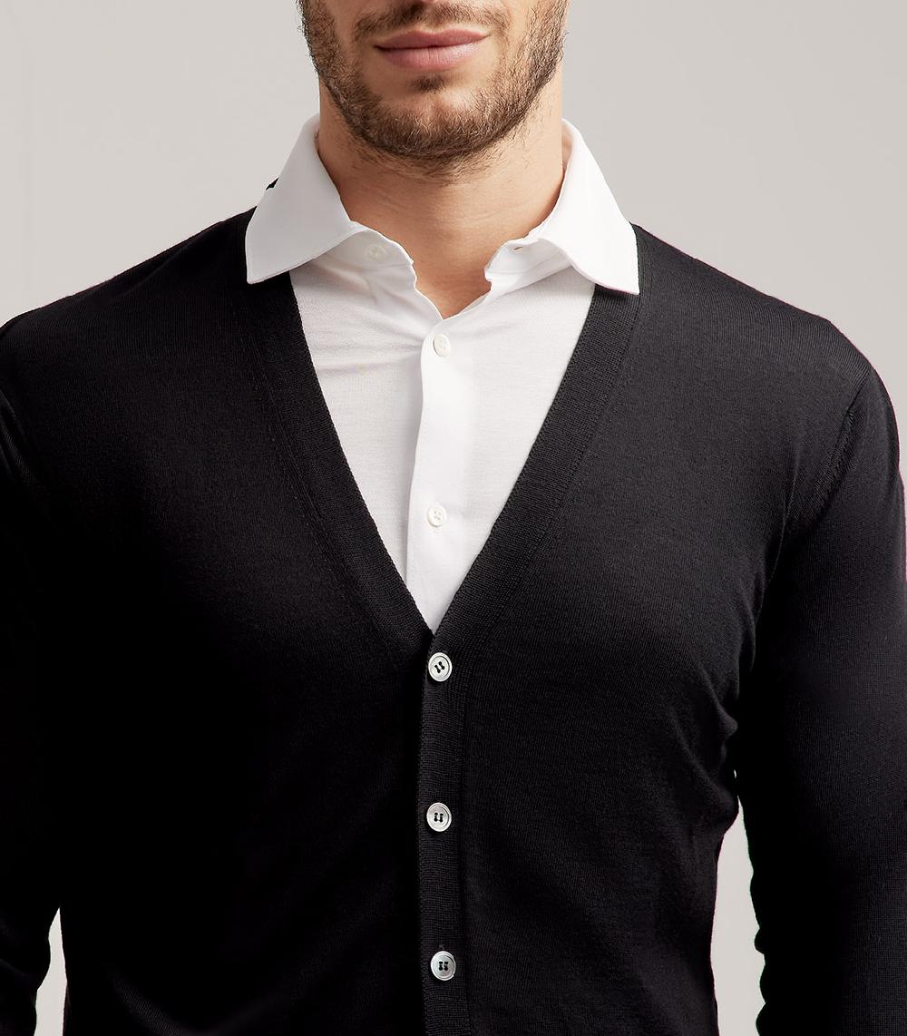 S.Moritz CARDIGAN BOTTONI ROYAL MERINO - NERO Saldi