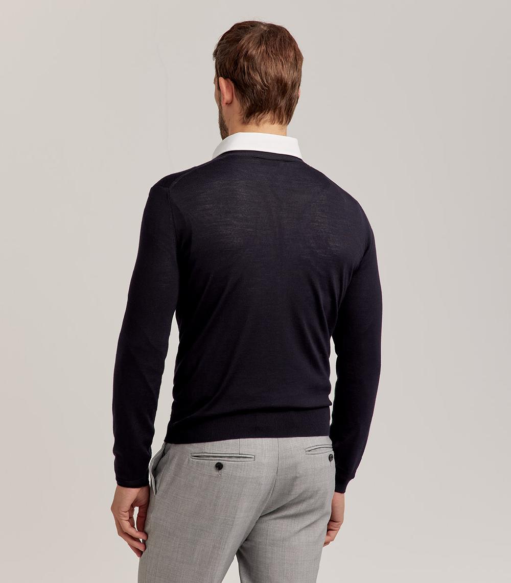 S.Moritz CARDIGAN BOTTONI ROYAL MERINO - BLU NAVY Offerte