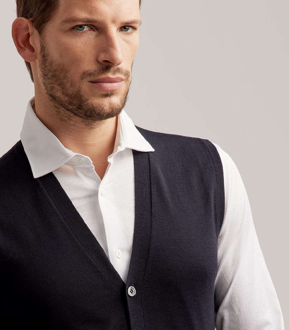 S.Moritz GILET BOTTONI ROYAL MERINO - BLU NAVY Hotsell