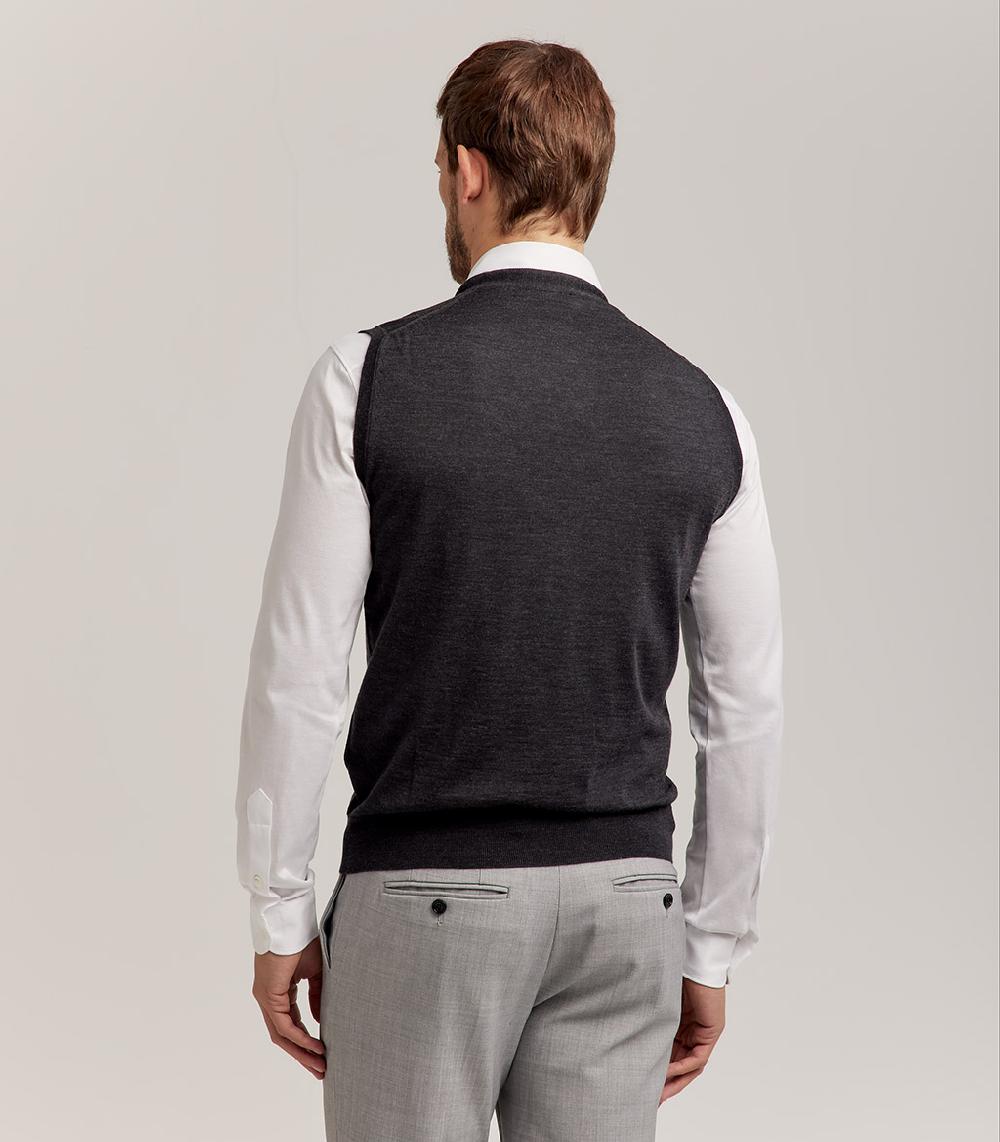 S.Moritz GILET BOTTONI ROYAL MERINO - GRIGIO ANTRACITE Vendita Calda