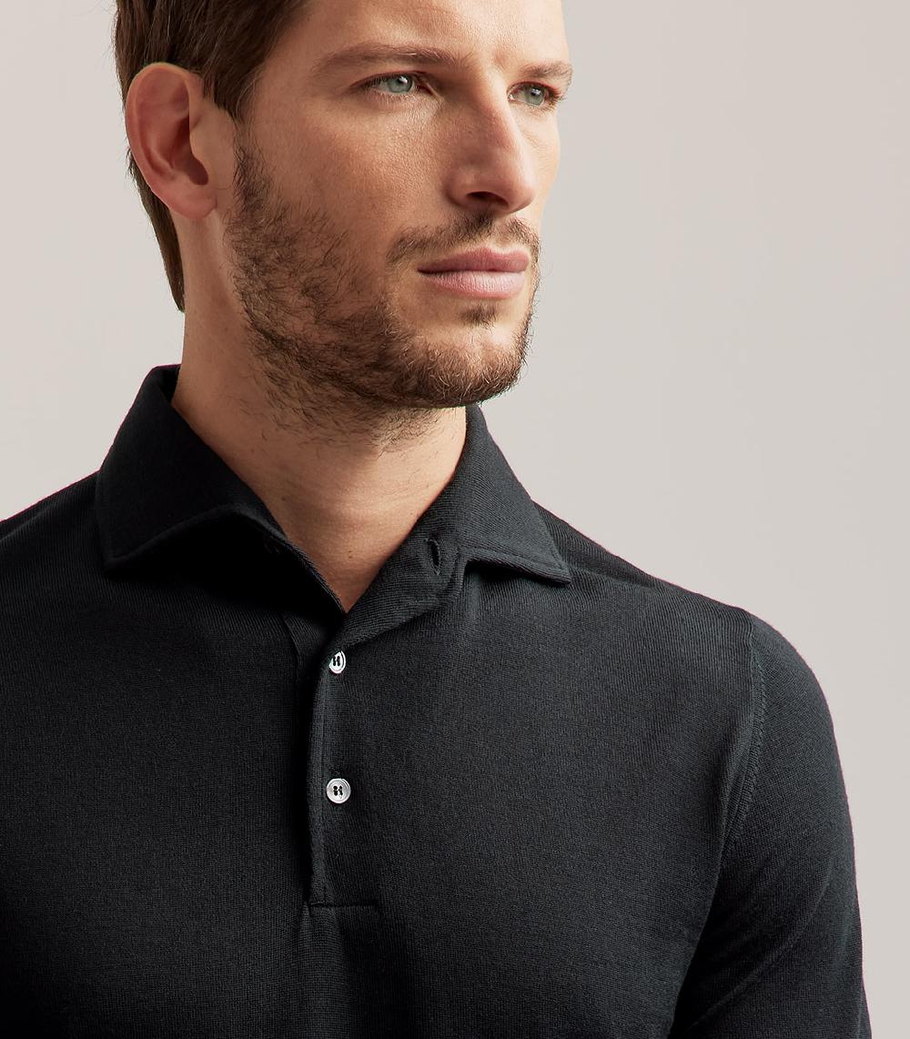 S.Moritz POLO COLLO CAMICIA ROYAL MERINO - VERDE SCURO I Più Venduti