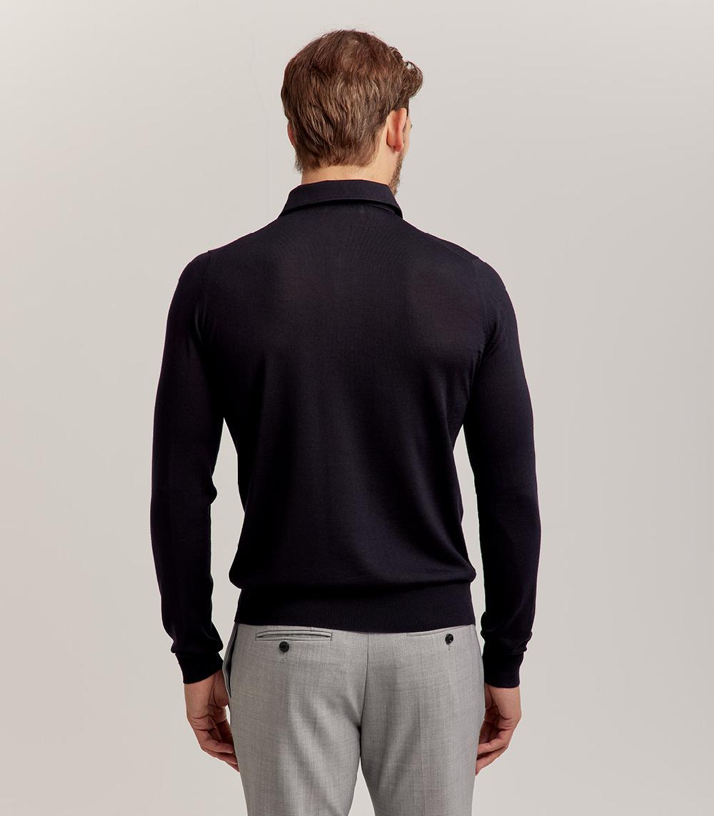 S.Moritz POLO COLLO CAMICIA ROYAL MERINO - BLU NAVY Vendite Flash