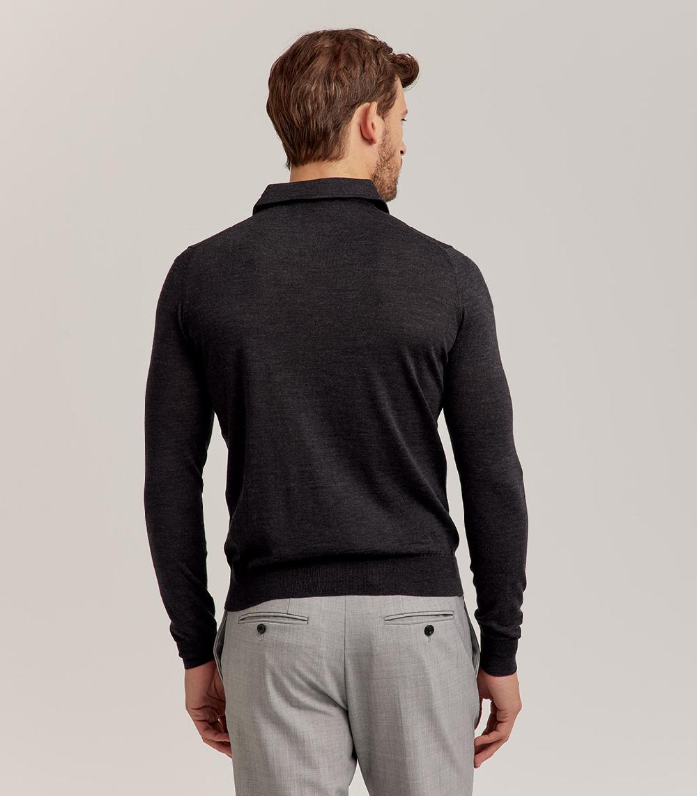 S.Moritz POLO COLLO CAMICIA ROYAL MERINO - GRIGIO ANTRACITE Negozio