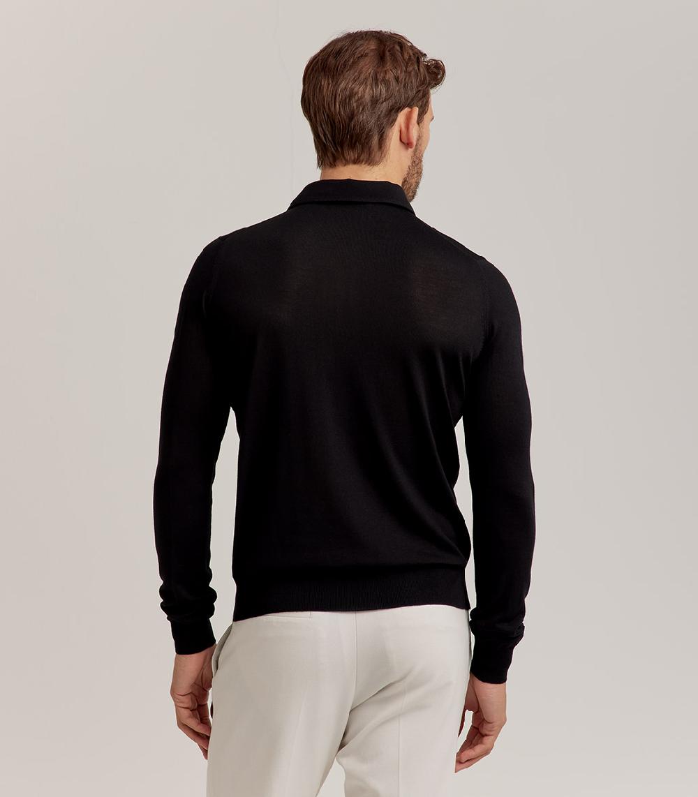 S.Moritz POLO COLLO CAMICIA ROYAL MERINO - NERO In Saldo