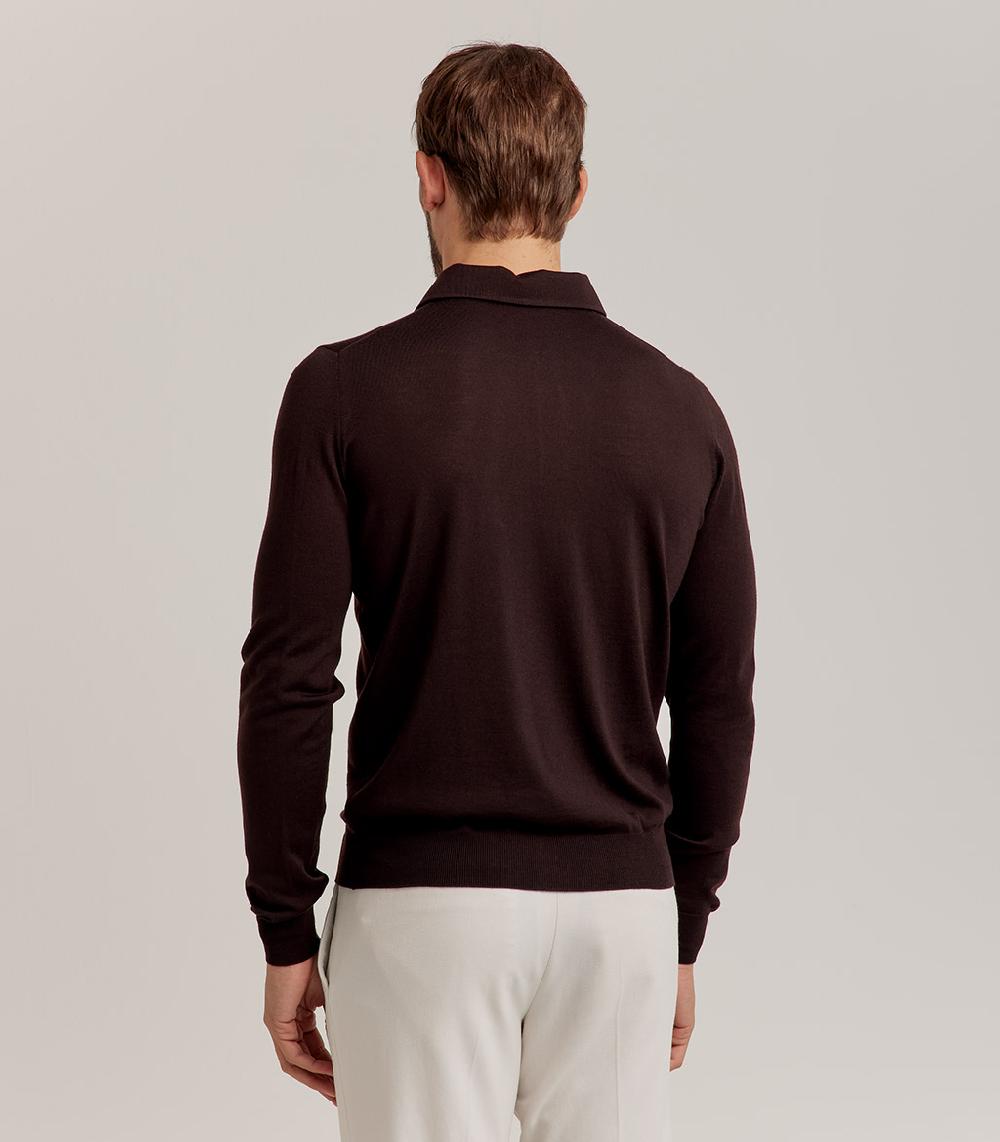 S.Moritz POLO COLLO CAMICIA ROYAL MERINO - TESTA DI MORO Nuova
