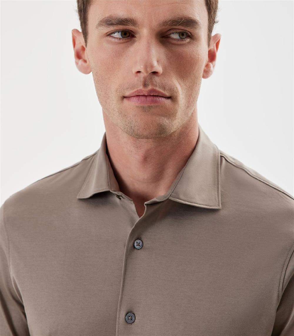 S.Moritz Camicia tortora da uomo in cotone jersey | S.Moritz Sito Ufficiale Nuovo
