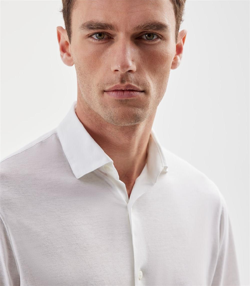 S.Moritz Camicia bianca da uomo in cotone crepe | S.Moritz Sito Ufficiale Qualità