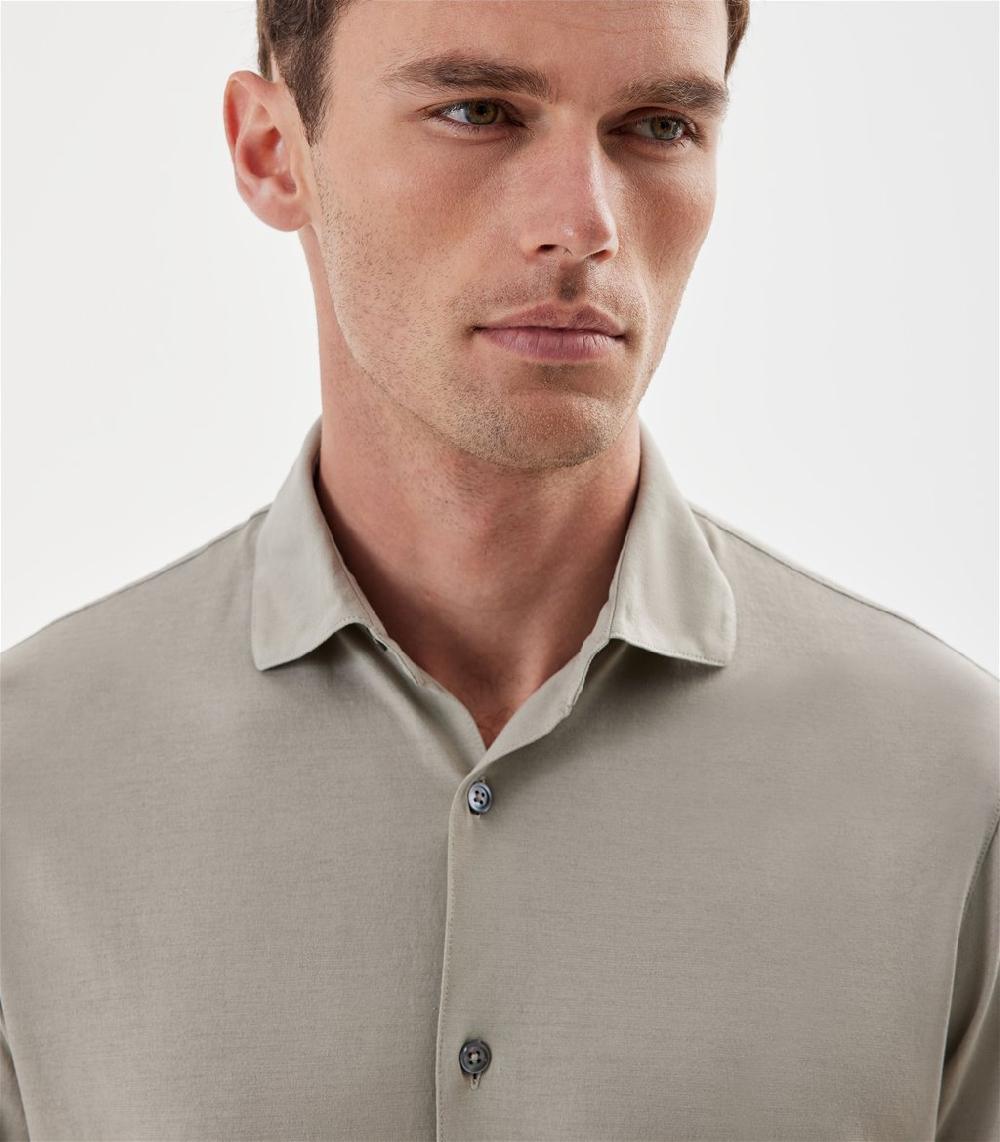 S.Moritz Camicia grigia da uomo in cotone crepe | S.Moritz Sito Ufficiale Spedizione Gratuita