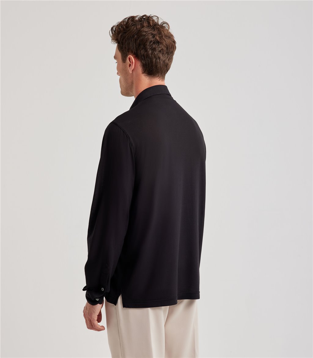 S.Moritz Camicia nera da uomo in cotone crepe | S.Moritz Sito Ufficiale Pezzi Unici