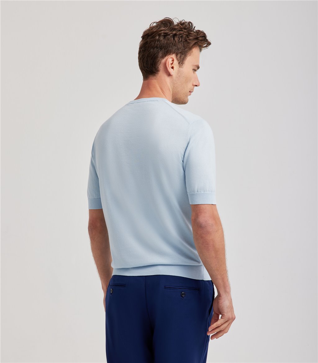 S.Moritz T-shirt celeste da uomo in cotone giza | S.Moritz Sito Ufficiale Consegna Veloce
