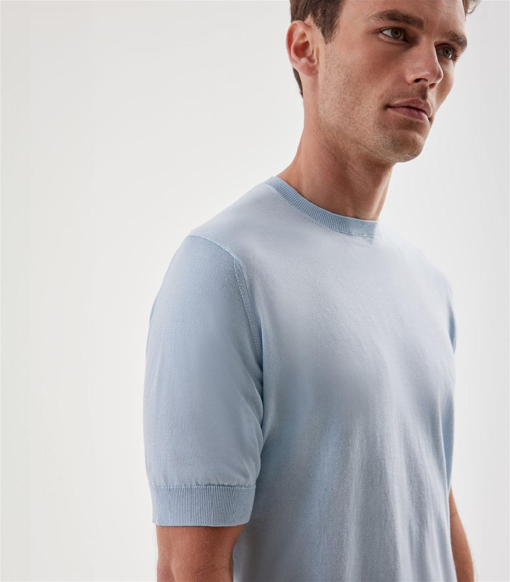 S.Moritz T-shirt celeste da uomo in cotone giza | S.Moritz Sito Ufficiale Consegna Veloce