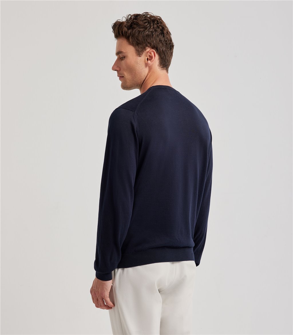 S.Moritz Maglia blu navy da uomo in cotone giza | S.Moritz Sito Ufficiale Prezzo Ridotto