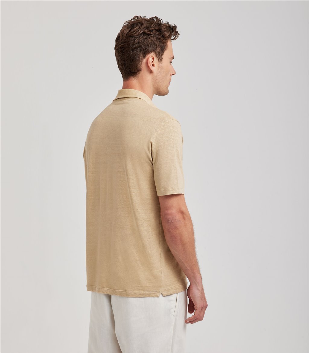 S.Moritz Polo skipper beige da uomo in jersey lino | S.Moritz Sito Ufficiale Saldi Di Fabbrica