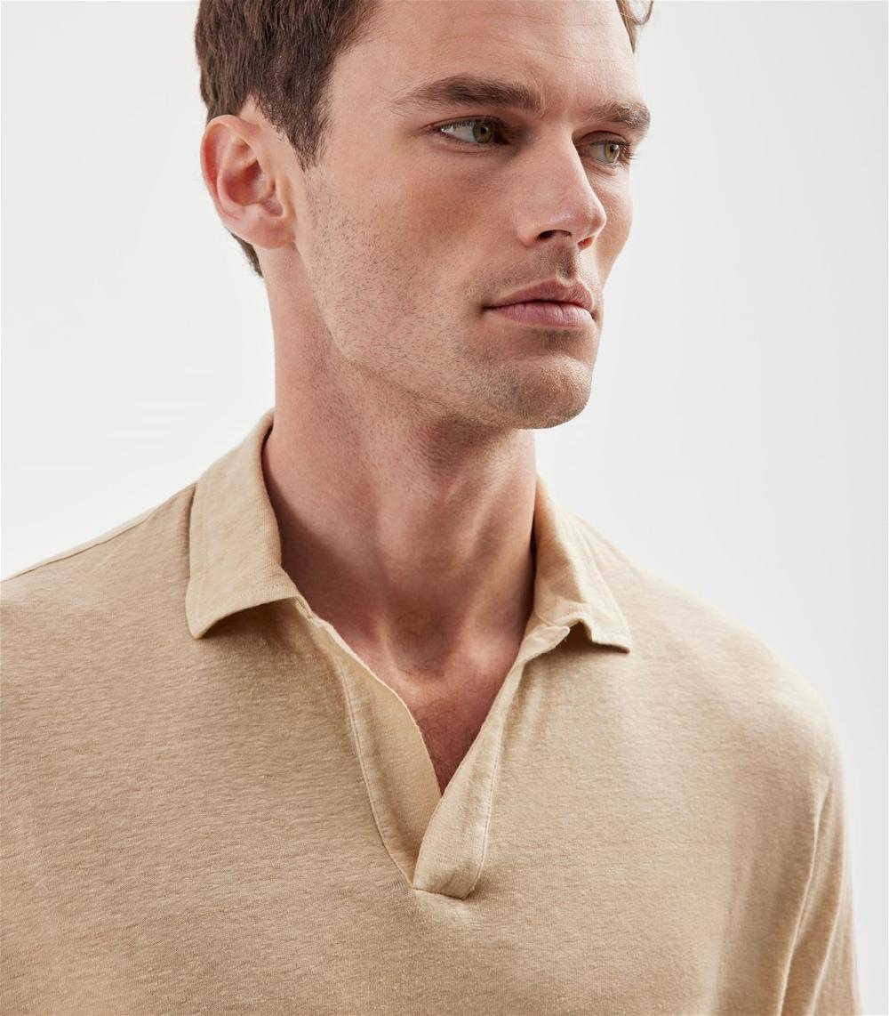 S.Moritz Polo skipper beige da uomo in jersey lino | S.Moritz Sito Ufficiale Saldi Di Fabbrica