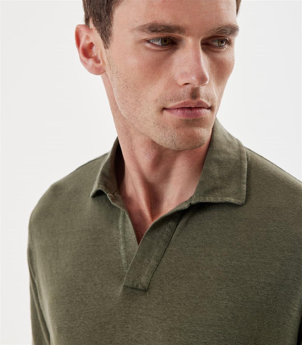 S.Moritz Polo skipper verde militare in jersey lino | S.Moritz Sito Ufficiale I Più Venduti